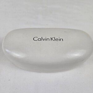 Calvin Klein White Hardshell Eyeglass Sunglass Case Black Interior Hinged